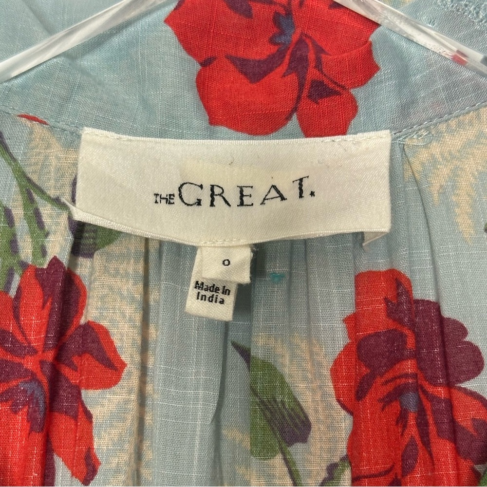 The Great Bridge Floral Midi Dress Blue Red Cotton Size 0 / XS - Picture 14 of 15
